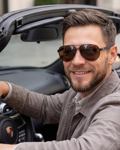 Image of DUCO Aviator Sunglasses for Men Women Carbon Fiber Polarized Sunglasses Men UV Protection for Driving Golf Fishing 3051