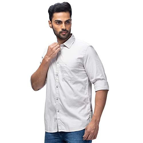 Image of Parx Men's Pure Cotton Solid Pattern Slim Fit Semi Cutaway Collar Full Sleeve Casual Shirt