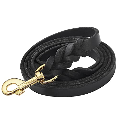 Nordkawa Leather Dog Leash 6Ft X 3/4"- Braided Leather Leash For Dogs, Heavy Duty Dog Leashes With Rotating Clasp, Soft Leather Dog Training Leash For Large, Medium And Small Dogs (Black) #TOP5