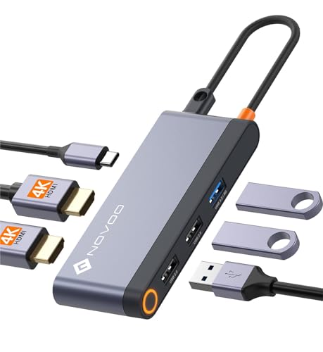 Hub USB C para solucionar la falta de puertos en portátiles con doble HDMI y USB