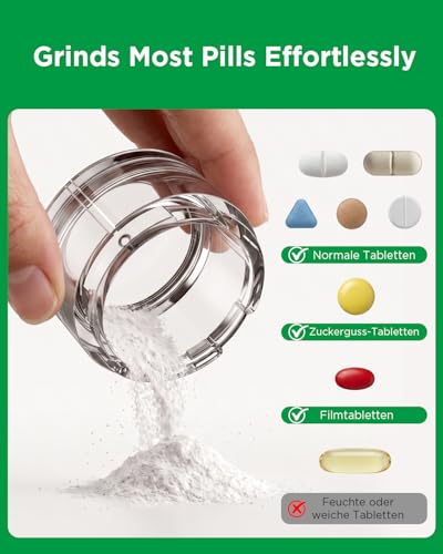 Image of GAONLY Ceramic Core Small Pill Crusher Fine Powder -Manual Pill Grinder for Elderly & Pets, Free Twist-to-Grinder for Arthritic Hands, Crushes Meds /Vitamins to Fine Powder (Pink)