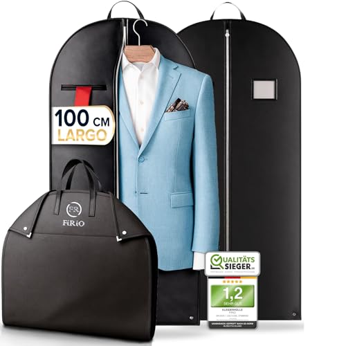 FiRiO 2x Portatrajes Plegable I MATERIAL 50% MÁS GRUESO I Porta Trajes Caballero o Mujer I Bolsa Portatrajes Hombre Viaje I Antipolillas Funda Traje Hombre I Antipolvo Fundas Ropa Armario I 100x60cm