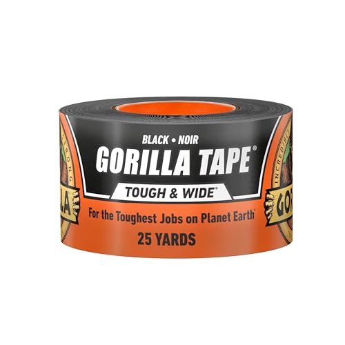 Gorilla Tape Tough & Wide, Black Tape, 2.88' x 25 yd (Pack of 1) - Heavy Duty and Weather Resistant for Indoor or Outdoor
