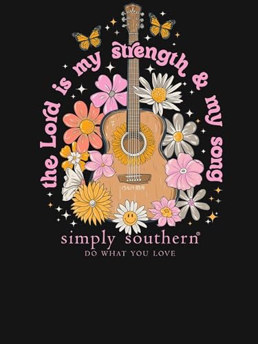 Simply Southern Youth | The Lord is My Strength and My Song | Preppy and Stylish Girl’s Black Relaxed-Fit Medium Long Sleeve T-Shirt4