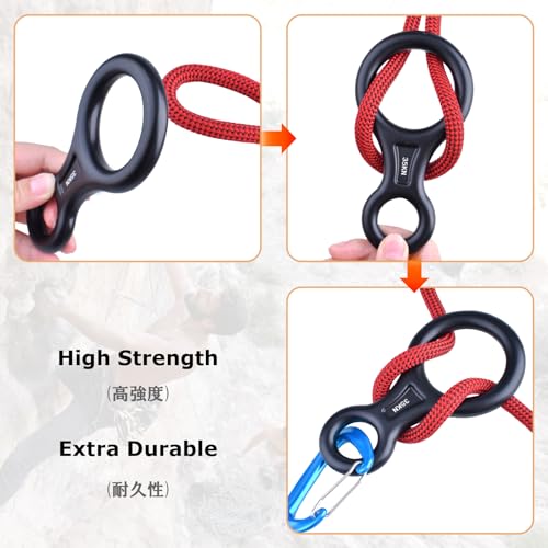 YAPJEB 35 kN Figure 8 Descender Climbing Rescue Gear Heavy Duty Belay Device Rappel Rigging Device Downhill Equipment for Rock Climbing Peak Rescue (Black)