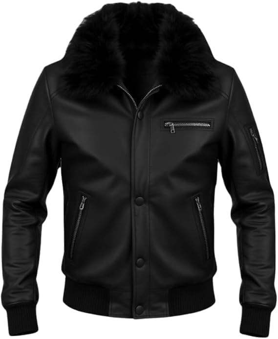 Manteau d'hiver en cuir de qualité supérieure style motard chic