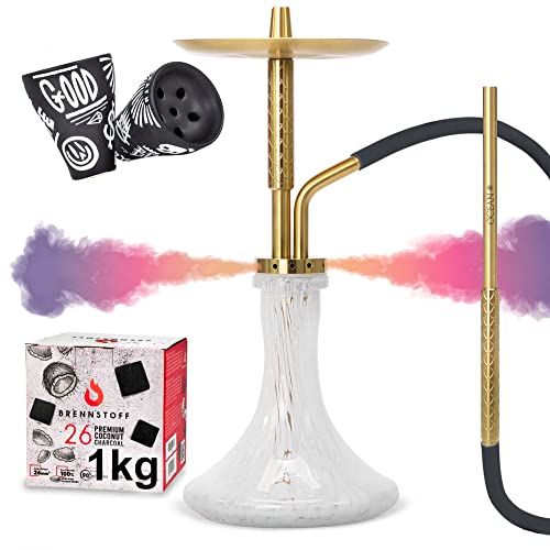 Ocean Hookah Cane S Edelstahl Shisha Wasserpfeife inkl. Rostfrei Cover