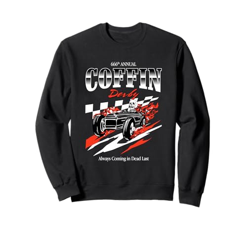 Coffin Derby Skeleton Hot Rod Halloween Sweatshirt