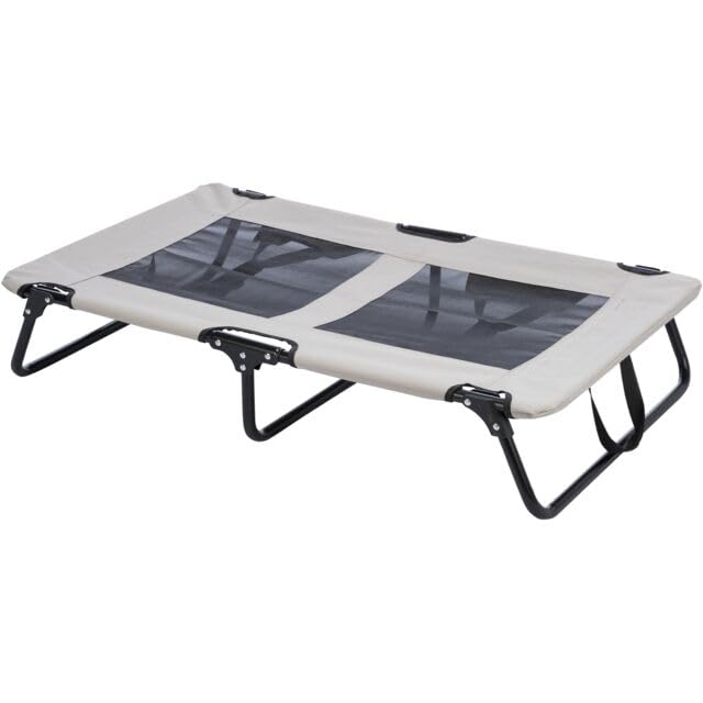 TRIXIE Leżak dla psa Strong Edition w kolorze beżowym/czarnym – stabilny i wygodny leżak dla psów do 35 kg – składany i łatwy w pielęgnacji – 120 × 19 × 70 cm – 28213