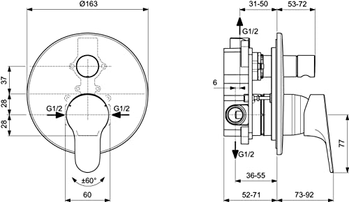 Ideal Standard - Single-Lever Mixer for Built-in Bath or Shower, Two-Way, Complete kit with Built-in Body, Chrome - Image 4