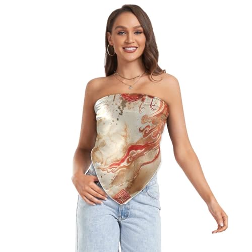 KLL Phoenix Bird Chinese Ink Painting Red Gold silk scarf scarves silky for women for evening chal para mujer 7