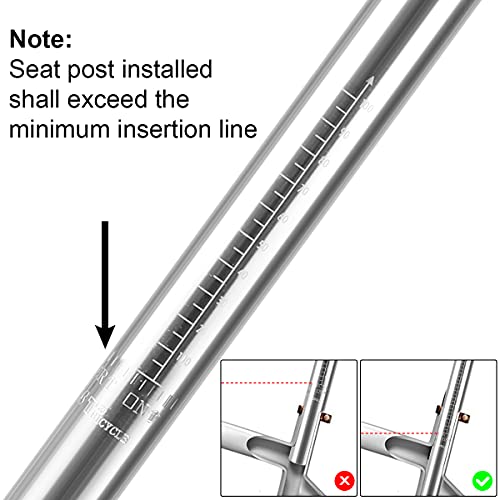 Thinvik Bike Seat Post,Polished Aluminum Alloy,350Mm ,Mountain &Road Bicycle Fixed Gear Cycling Seatpost 25.4/27.2/28.6/30.4/30.8/31.6Mm ,Silver Seat Post Replacement-25.4Mm #TOP5