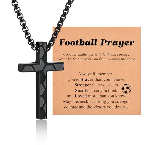 Collar de fútbol con cruz para niños y regalos juveniles de comunión