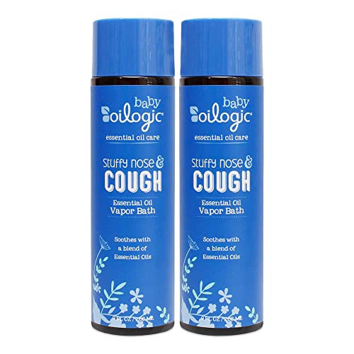 Image of Oilogic Stuffy Nose and Cough Vapor Bath for Babies & Toddlers, Essential Oil Breathe Blend - Naturally Soothes with 100% Pure Lavandin, Orange, Eucalyptus Oil & More - 266ml (9 fl oz, 2-Pack)