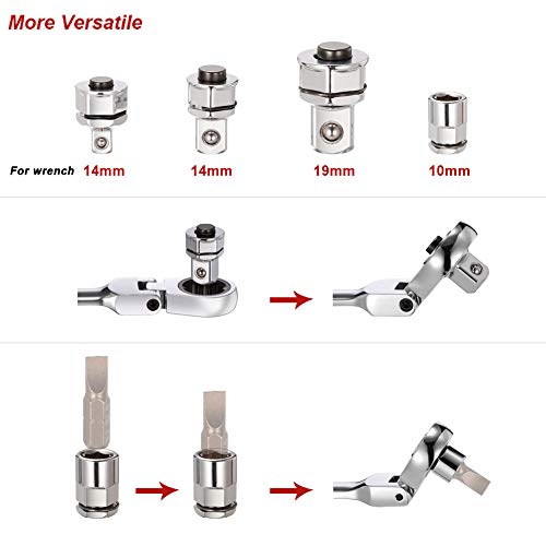Image of BULLTOOLS 6-Piece Flex-Head Extra Long Ratcheting Wrenches Double Box End Chrome Vanadium Steel 72-Tooth Wrench Set with Metric 8mm - 19mm