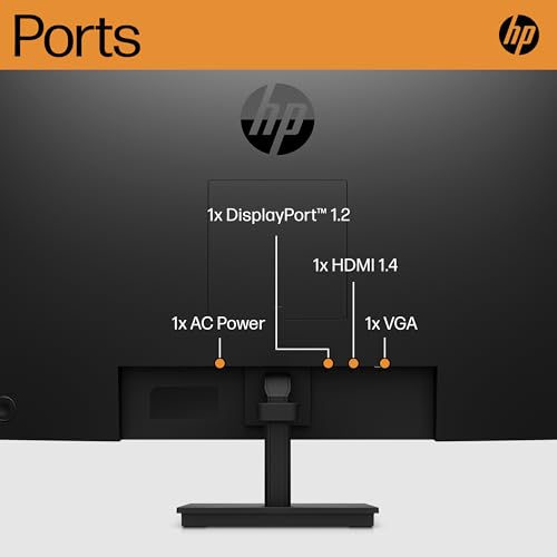 HP 27 Inch FHD Monitor | Full HD IPS LCD | 75hz Refresh Rate | 250 Nits Brightness | 1000:1 Contrast Ratio | AMD FreeSync | Adjustable Tilt | 1 HDMI 1.4, 1 DisplayPort 1.2, 1 VGA | Black | V27i G5 - 8