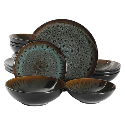 Service de table résistant aux rayures avec bols et assiettes en porcelaine durables