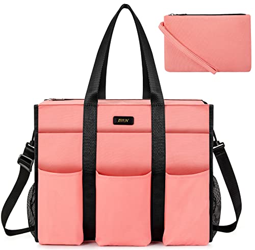 Image of IBFUN Utility Tote Bag with 24 Pockets, Large Teacher Tote for Women with Laptop Compartment, Travel Tote Bag with Zip Top