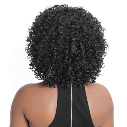 Cheio Peruca afro encaracolada curta preta para mulheres negras peruca de cabelo encaracolado crespo