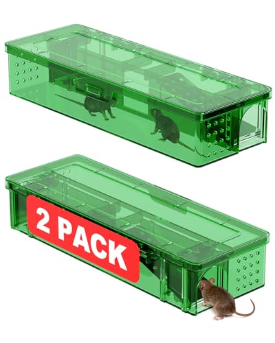 Upgraded Multi-Catch Humane Mouse Traps,Dual Entrance Design,No Kill Live Catch and Release,Indoor for Home/Outdoor,Easy to Use & Clean-2 Pack