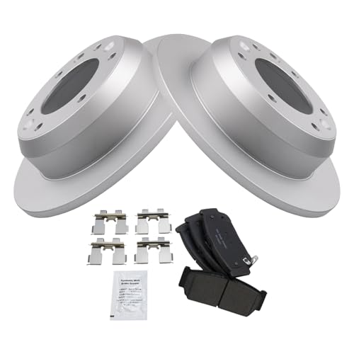 Image of TRQ Rear Brake Pad and Rotor Set Ceramic G Coated Rotors Compatible with 2007 Hyundai Entourage 2006 Kia Sedona
