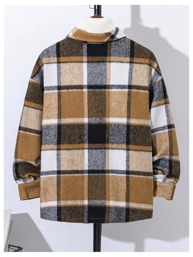 SOLY HUX Boy's Plaid Jacket Button Down Collar Long Sleeve Shacket Fall Jacket Outerwear with Pockets2