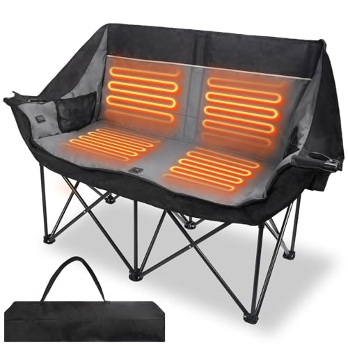 REDCAMP Heated Double Camping Chair, Heavy Duty Foldable...