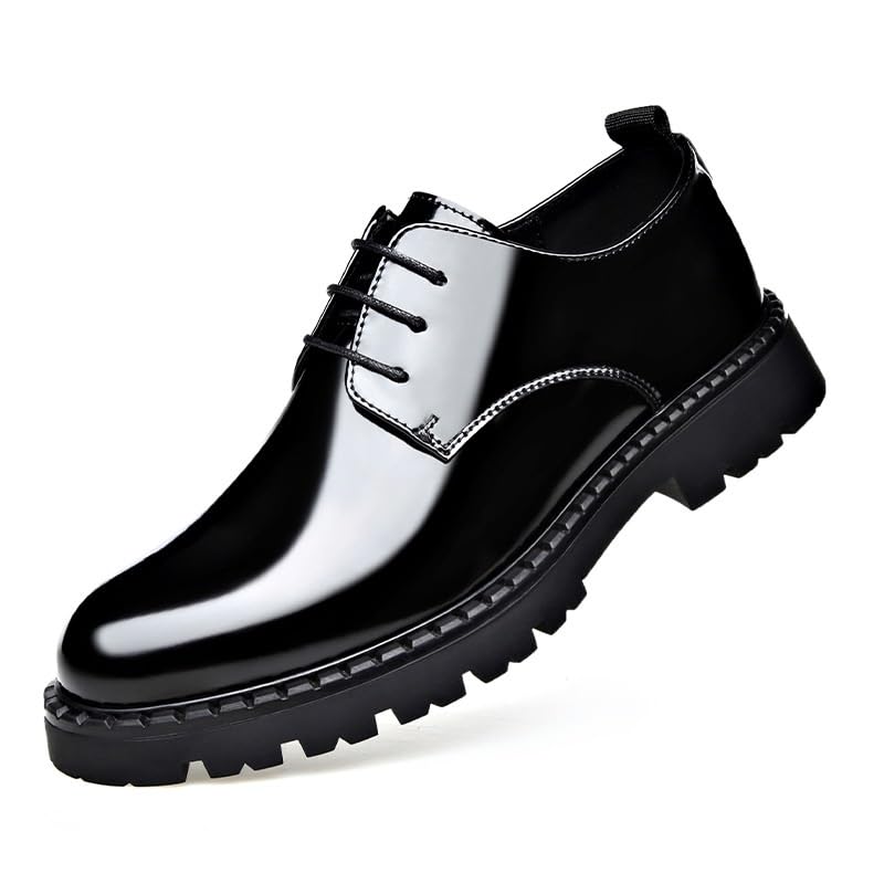 Men's Dress Shoes Formal Business Casual Oxford Trendy Plaid Upper Tuxedo Shoes Oxford Derby Shoes for Men(7.5)