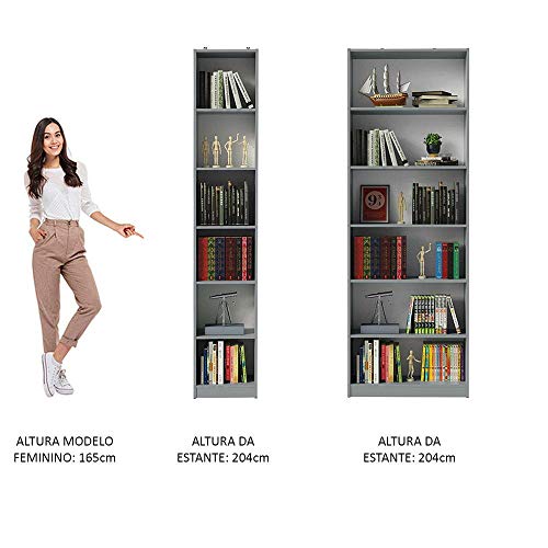 Kit Madesa Estante Livreiro 6908 + Estante Livreiro 6906 - Cinza