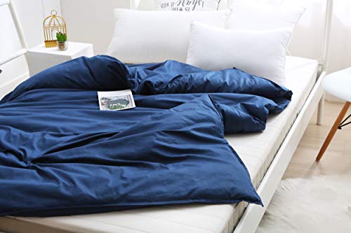 Image of F.Y.Dreams Weighted Blanket Duvet Cover 60x80 inches with 8 Ties,Zipper on Long Side /100% Cotton, Navy Blue /Just Duvet Cover