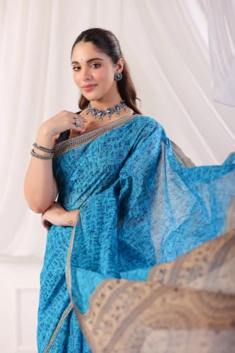 Image of TAMAIRA FASHION Mulmul Pure Cotton Saree For Woman Warli Printed |Office Wear Daily Wear Sarees For Women Without Blouse Piece(Available in 16 Colours)