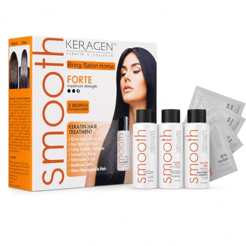 KERAGEN Keratin Smoothing System – Semi-Permanent Hair Restructuring Kit | No Wait To Wash | 2-4% Formaldehyde Concentration