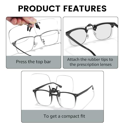 Image of VIEWBETTER 3 Pack Clip On Blue Light Blocking Glasses for Eyes Strain /Light-Sensitive Flip Up Computer Gaming Glasses