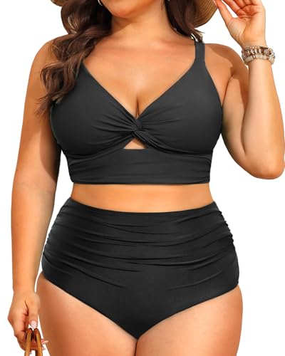 Daci Plus Size Two Piece Swimsuits - Women High Waisted Bikini Tummy Control Bathing Suits Knot Twist Swimwear 2025