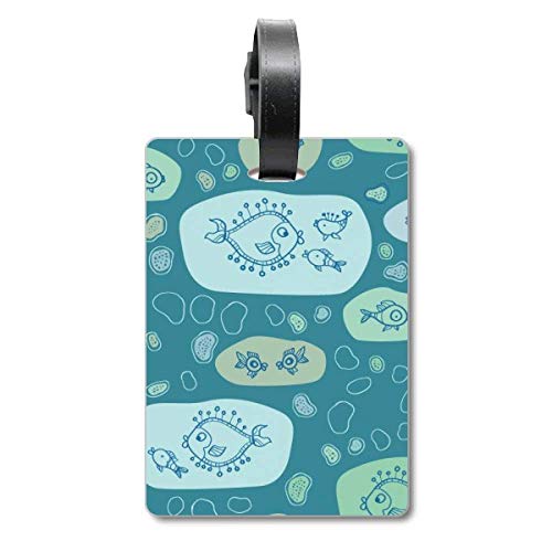 Étiquette valise Blue Bubbles poissons abstraits pour ne plus perdre son bagage