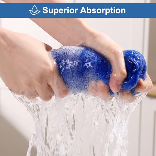 Image of JOYMOOP Microfiber Cleaning Cloths 18 Packs, 11.8 inch x 11.8 inch Blue Reusable Kitchen Towels, Lint-Free Cleaning Rags, Super Absorbent Cleaning Cloths for Kitchen, Car, and Household Cleaning