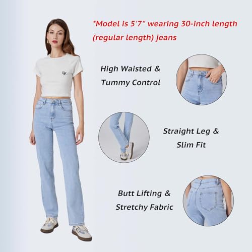 Womens Straight Leg Jeans High Rise Slim Fit and Tummy Control Denim Pants3