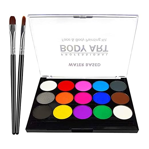 XPASSION Kit de Pintura Facial. Set de Maquillaje, Pinturas Corporales, Pintura Cara Professional Juego con 1 brocha 15 Colores para niños Fiestas Body Painting de Halloween Make Up
