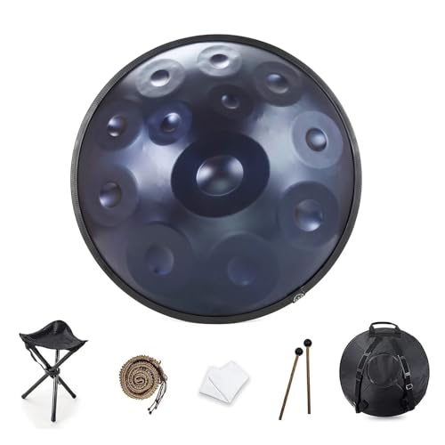 Handpan Drum en Re menor 9/10/12 Notas 22 Pulgadas 432Hz/440Hz con Funda Suave, Baquetas, Soporte para Handpan, Paño para Sonido Sanador miniatura 1