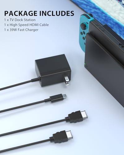 TV Dock Station for Switch/Switch OLED Replacement 3-in-1 – Includes Original IC Module, AC Charger & High-Speed HDMI Cable, Supports 1080P HD Output & Console Charging (Not Compatible with Switch 2) - 5
