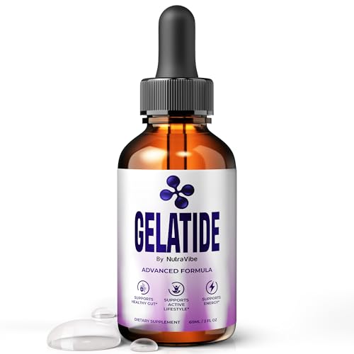 NutraVibe Gelatide Liquid Drops – Natural Body Balance Support | Premium Supplement for Energy & Healthy-Looking Shape | Easy Sublingual Formula, Non-Habit Forming, Gelatide Official (30 Servings)