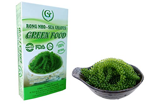 Salted Sea Grapes GREEN FOOD - Dehydrated seaweed - Organic - Umibudo - Green caviar - Caulerpa lentillifera (3.53 OZ/100g of 5 packs)