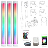RGB Under Cabinet Lighting Strips Plug in LED Closet Light with Alexa,Google Home,Smart APP,Remote Control,12V Under Counter Light Fixtures Dimmable for Kitchen,Shelf,Linkable Light Bars,3pcs