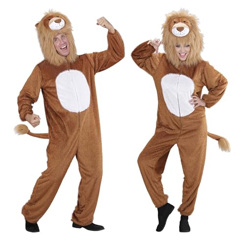 W WIDMANN MILANO Party Fashion - Costume de lion, combinaison avec capuche, costume d'animal pour carnaval