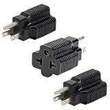 (3pcs 4 in 1 AC T Blade Power Adapter, 15 Amp Household AC Plug to 20 Amp T Adapter,5-15P to 5-20R,5-15P to 6-15R,5-15P to 6-20R, 15A 125V to 20A 250V Adapter