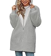 TOMEEK Damen Lange Kapuzen-Fleecejacke Übergröße Teddy-Fleece Mantel, Warme Teddy-Fleece Flauschi...