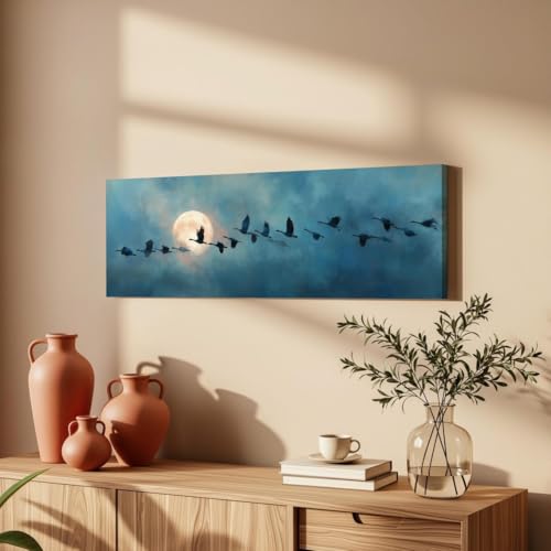 Tableau sur toile panoramique bleu de paysage côtier horizontal