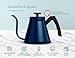 Kook Gooseneck Kettle, Kettle Stovetop, with Thermometer, Tea Pot, for Pour Over Coffee & Tea, Temperature Gauge, Electric, Compatible for Gas Stovetop, 3 Ply Stainless Steel Base, 27 oz, (Navy)
