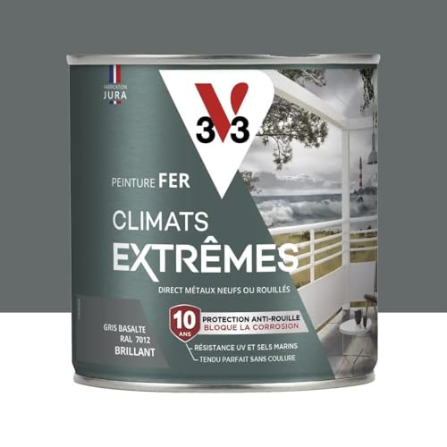 V33 Peinture Fer Climats Extrêmes Brillant Gris basalte 0,5 L