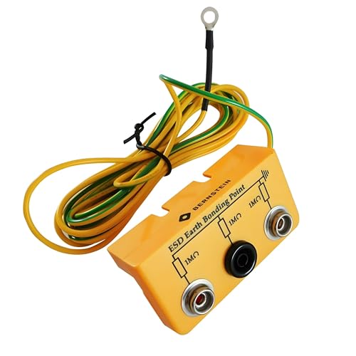 BERNSTEIN ESD Erdungsbaustein 2x10mm Druckknöpfe und 1x4mm Bananenstecker-Buchse | 3 x 1 MOhm Anschluss